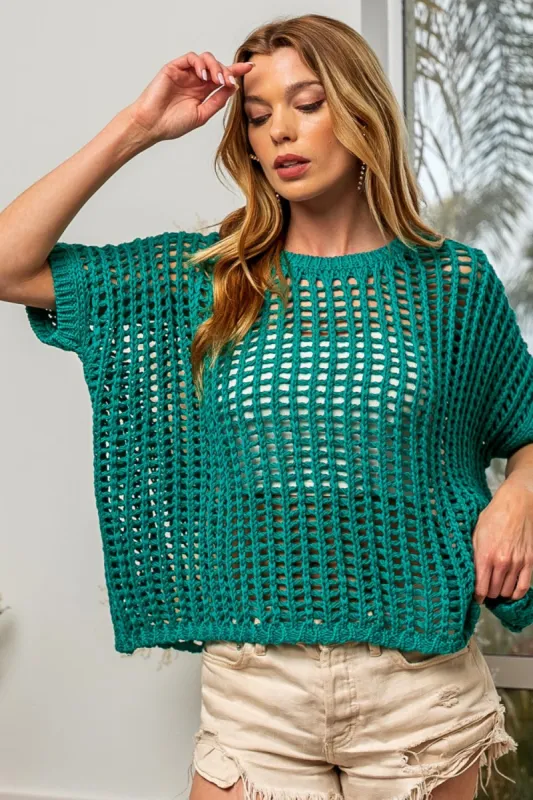 BiBi Hollowed Out Short Sleeve Knit Cover Up sold by Charming Charlie