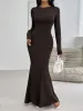 Devine Backless Round Neck Long Sleeve Maxi Dress sold by Charming Charlie