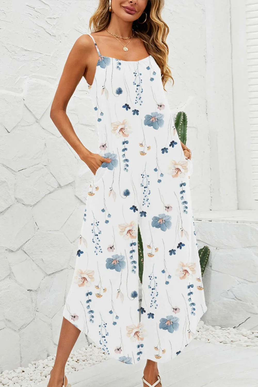 Printed Scoop Neck Wide Leg Jumpsuit sold by Charming Charlie product image thumbnail 3