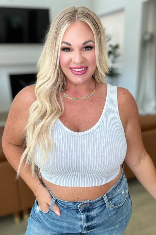 When and Where Reversible Ribbed Cropped Tank in Light Grey sold by Charming Charlie