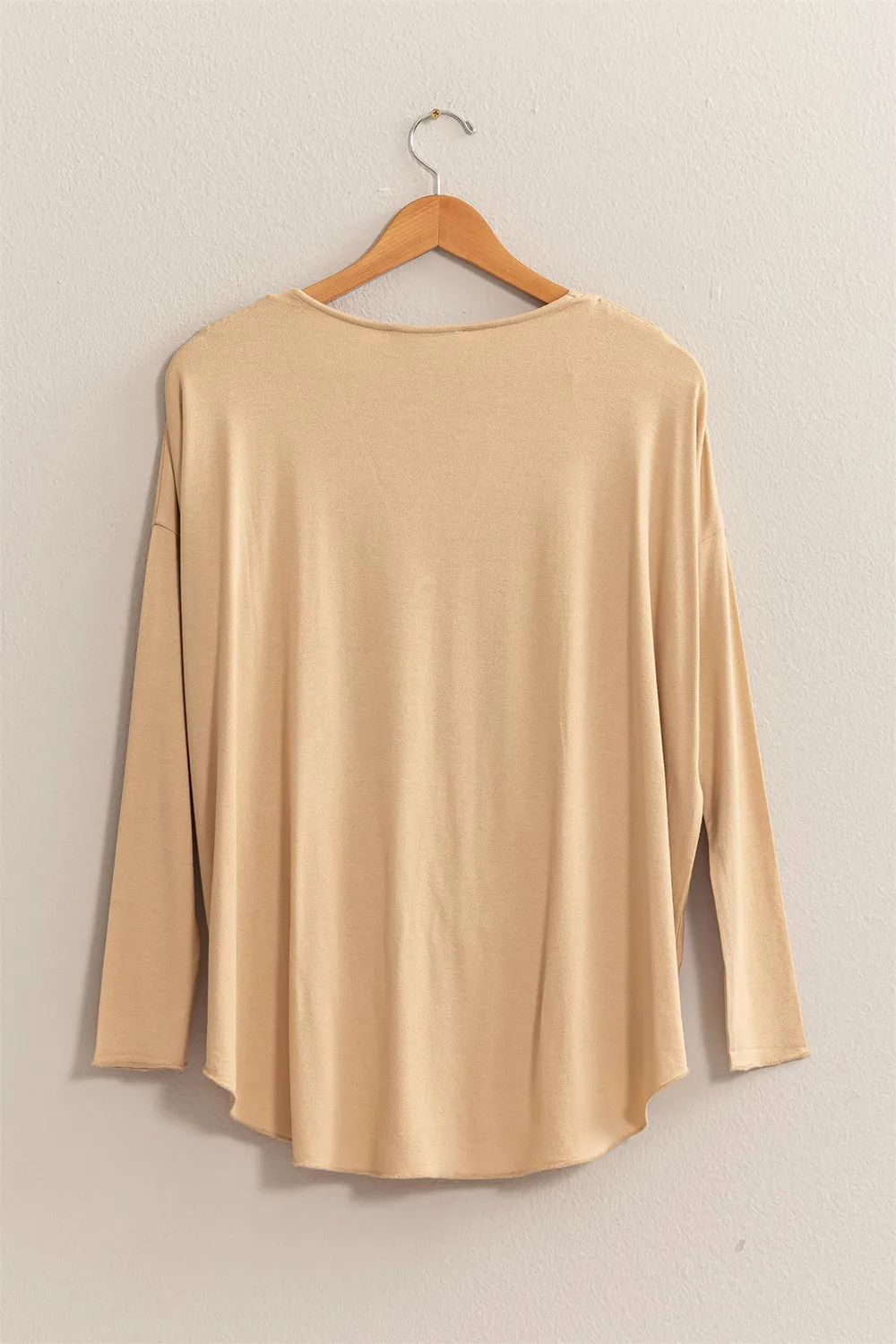 HYFVE Draped Drop Shoulder Long Sleeve Top sold by Charming Charlie product image thumbnail 4