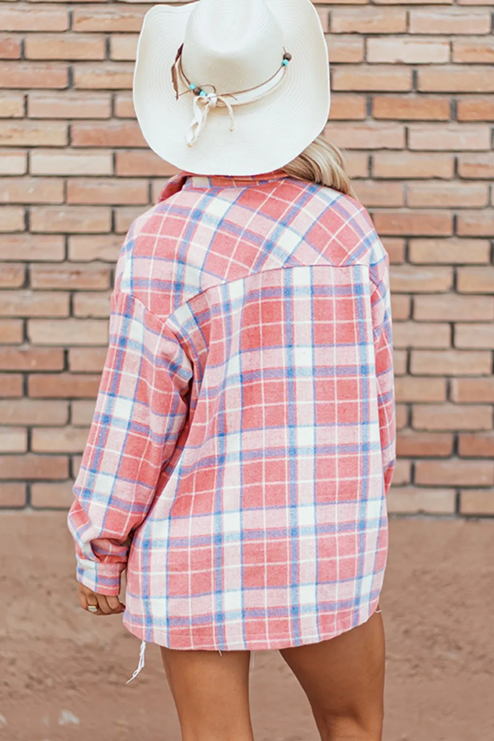 Plaid Button Up Long Sleeve Shacket sold by Charming Charlie product image thumbnail 5