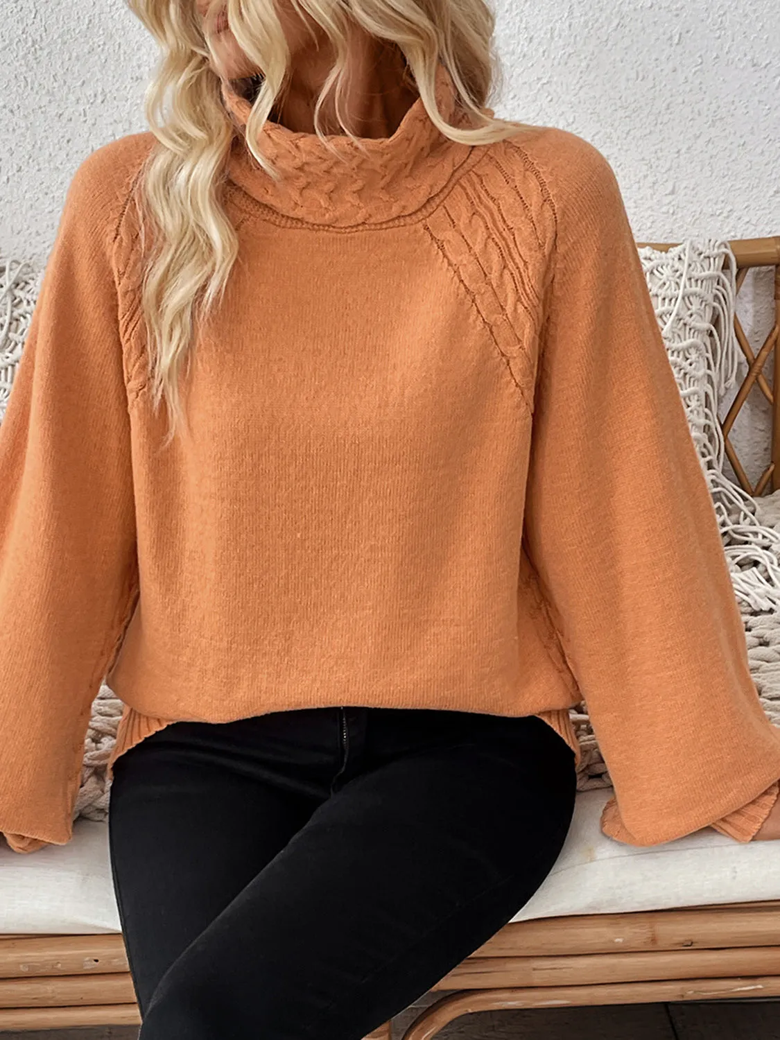 Cable-Knit Turtleneck Long Sleeve Sweater sold by Charming Charlie product image thumbnail 5
