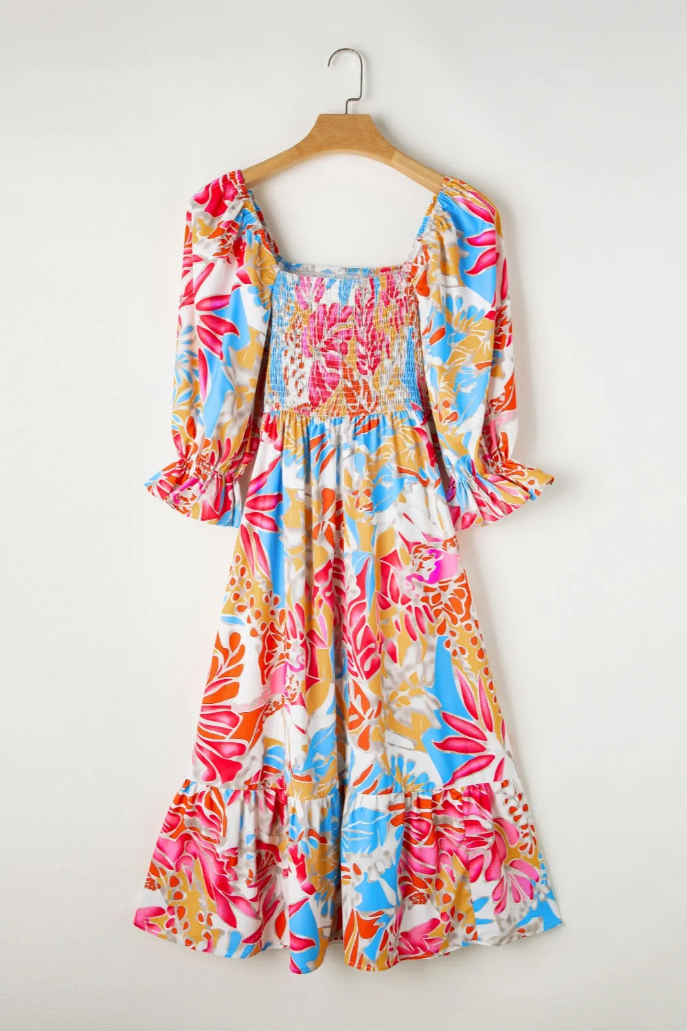 Smocked Printed Half Sleeve Midi Dress sold by Charming Charlie product image thumbnail 3
