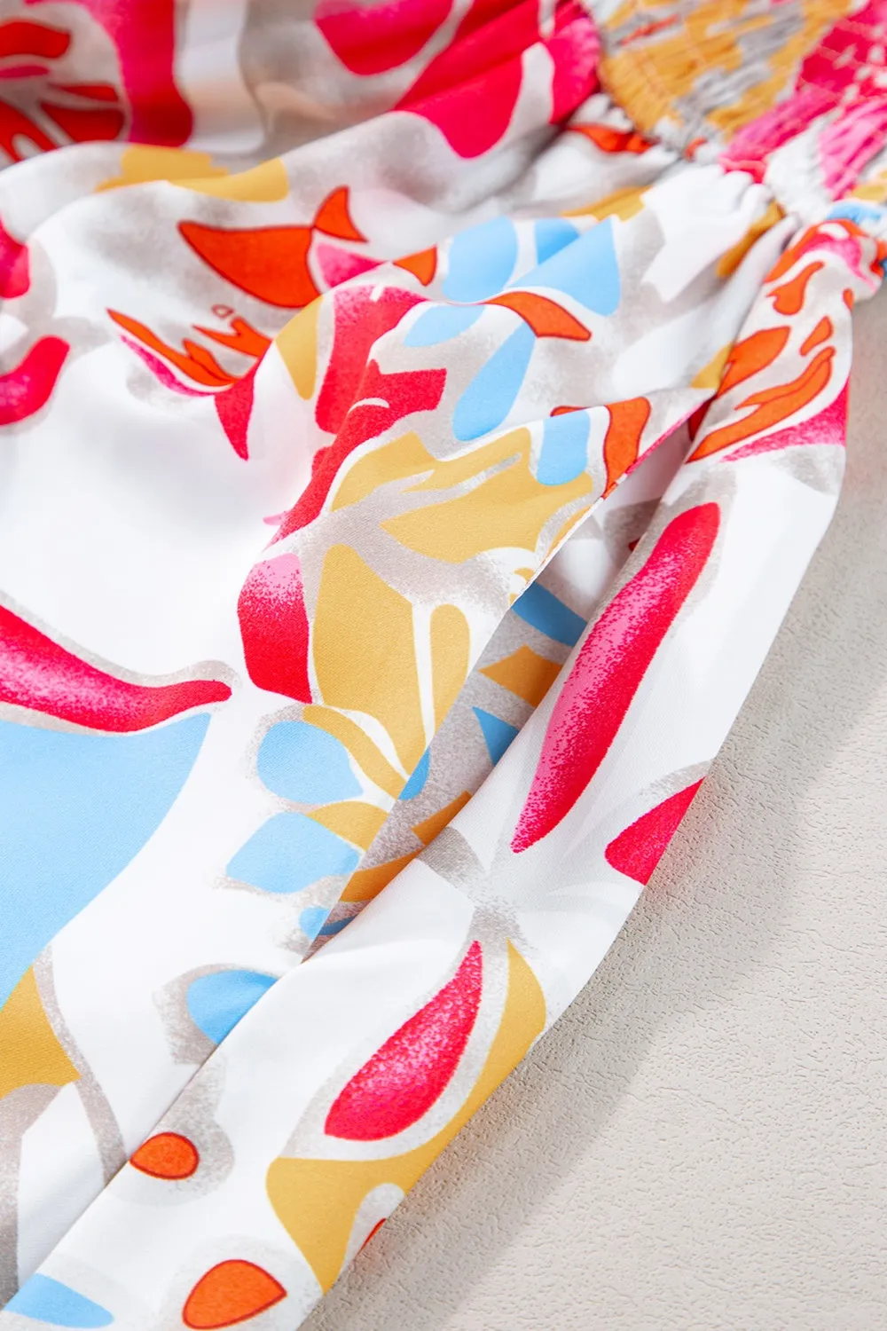 Smocked Printed Half Sleeve Midi Dress sold by Charming Charlie product image thumbnail 5