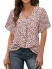 Printed V-Neck Slit Half Sleeve Blouse sold by Charming Charlie