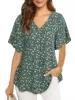 Printed V-Neck Slit Half Sleeve Blouse sold by Charming Charlie
