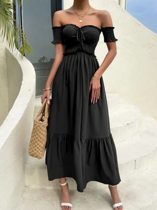 Off-Shoulder Short Sleeve Midi Dress sold by Charming Charlie
