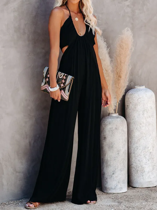 Halter Neck Wide Leg Jumpsuit sold by Charming Charlie