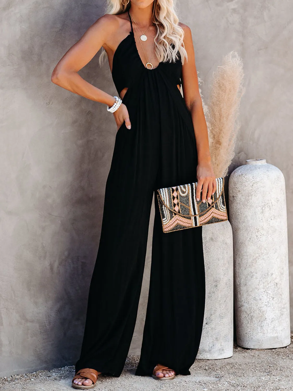 Halter Neck Wide Leg Jumpsuit sold by Charming Charlie product image thumbnail 2
