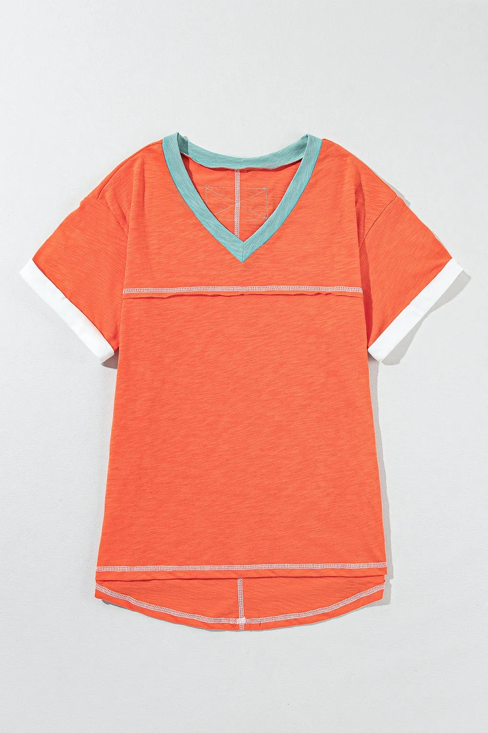 Color Block V-Neck Short Sleeve T-Shirt sold by Charming Charlie product image thumbnail 3