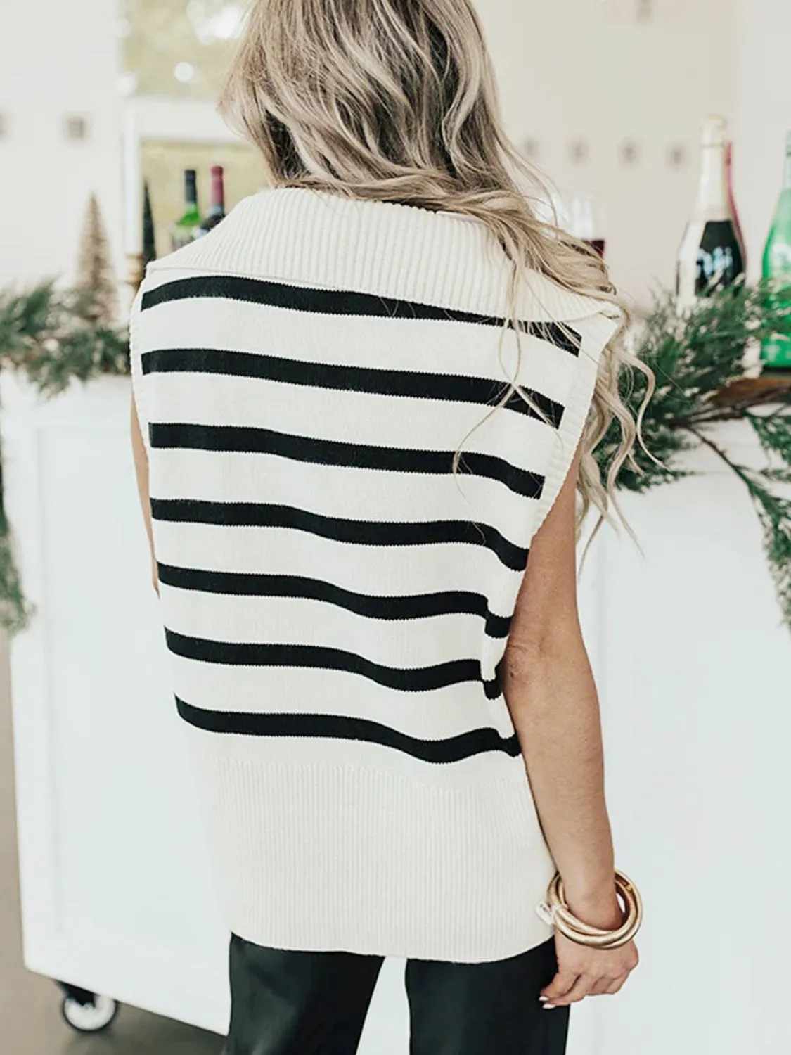 Striped Half Zip Sweater Vest sold by Charming Charlie product image thumbnail 2