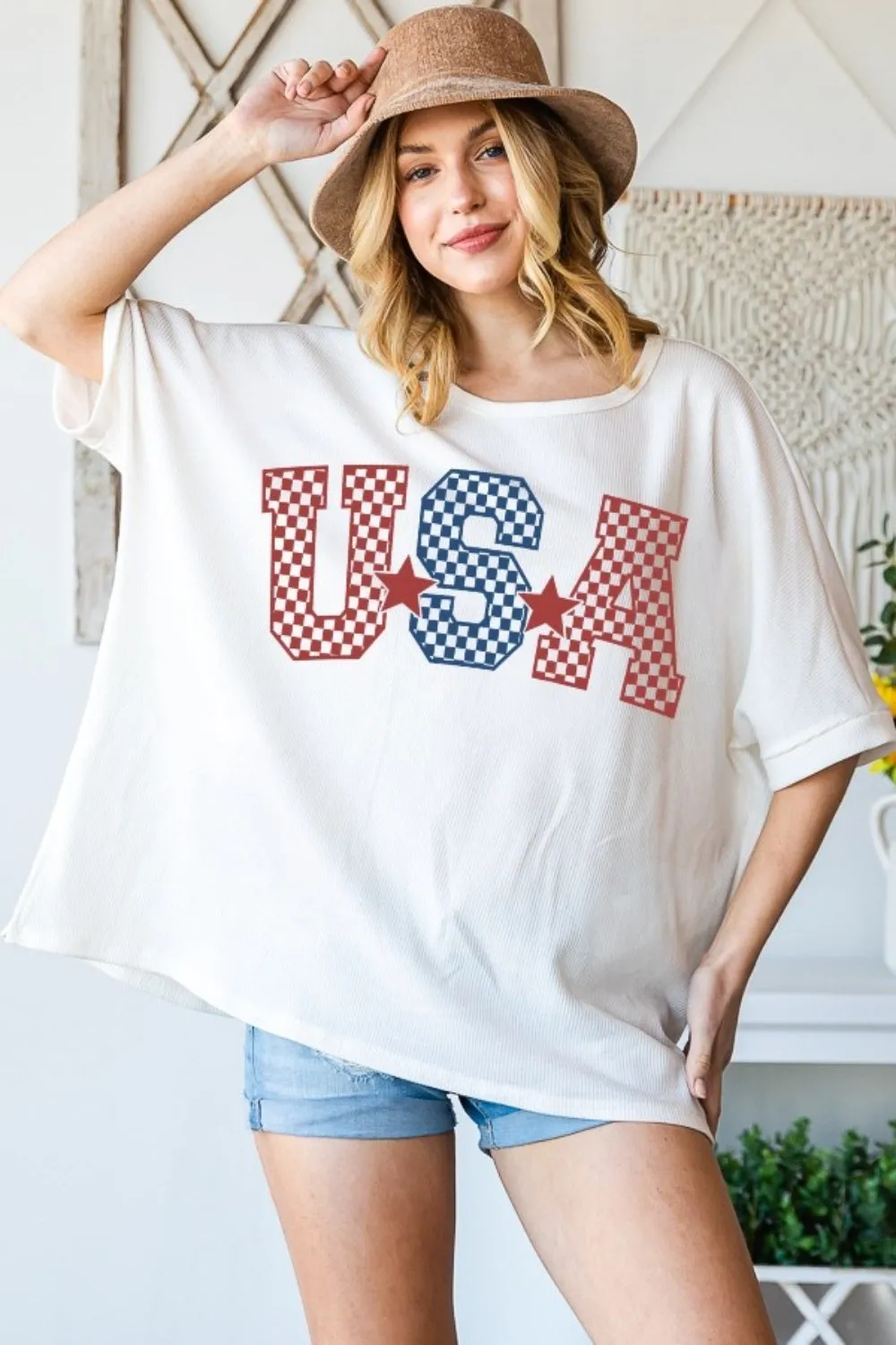 HOPELY USA Graphic Round Neck T-Shirt sold by Charming Charlie