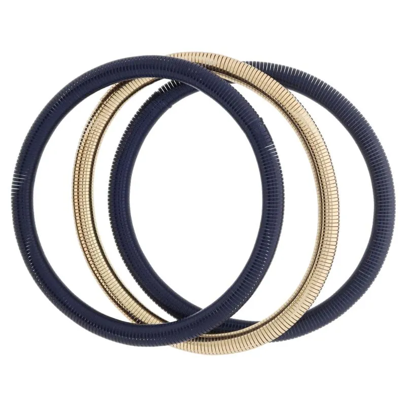 Set of 3, Navy and Gold Stretchy Bangles Bracelet, 8" Around sold by Charming Charlie