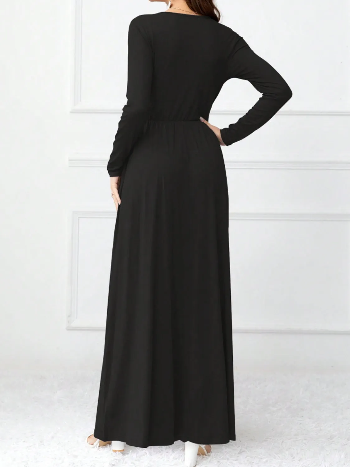 Pocketed Surplice Long Sleeve Maxi Dress sold by Charming Charlie product image thumbnail 5