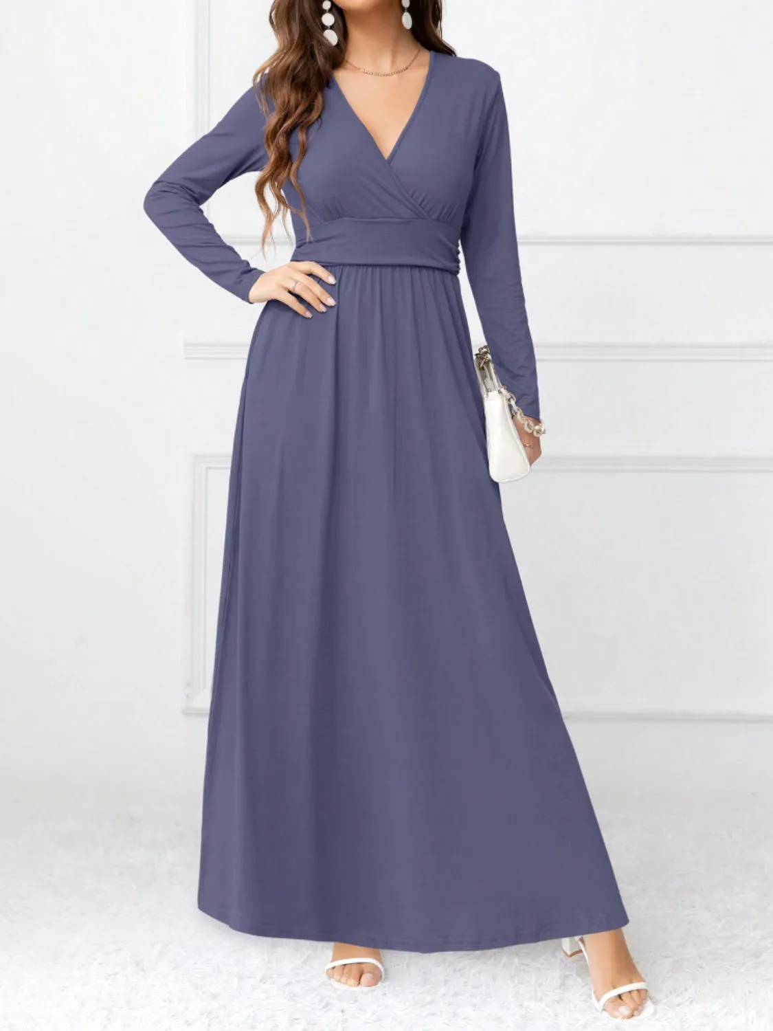 Pocketed Surplice Long Sleeve Maxi Dress sold by Charming Charlie
