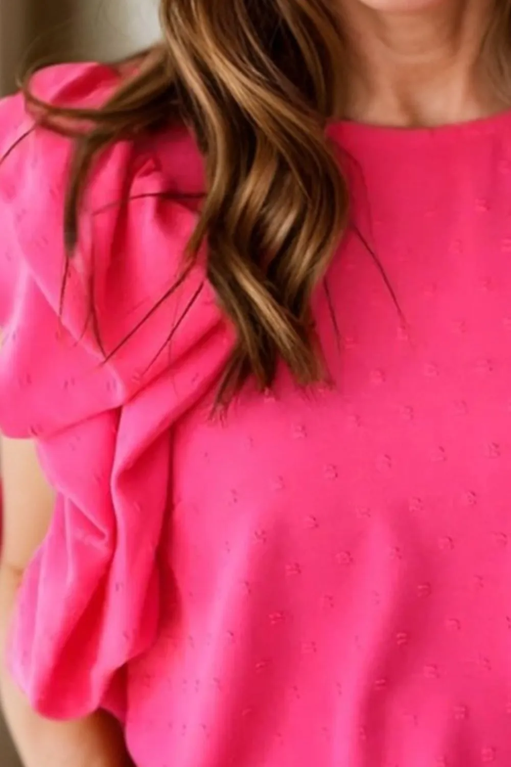 Swiss Dot Round Neck Cap Sleeve Blouse sold by Charming Charlie product image thumbnail 2