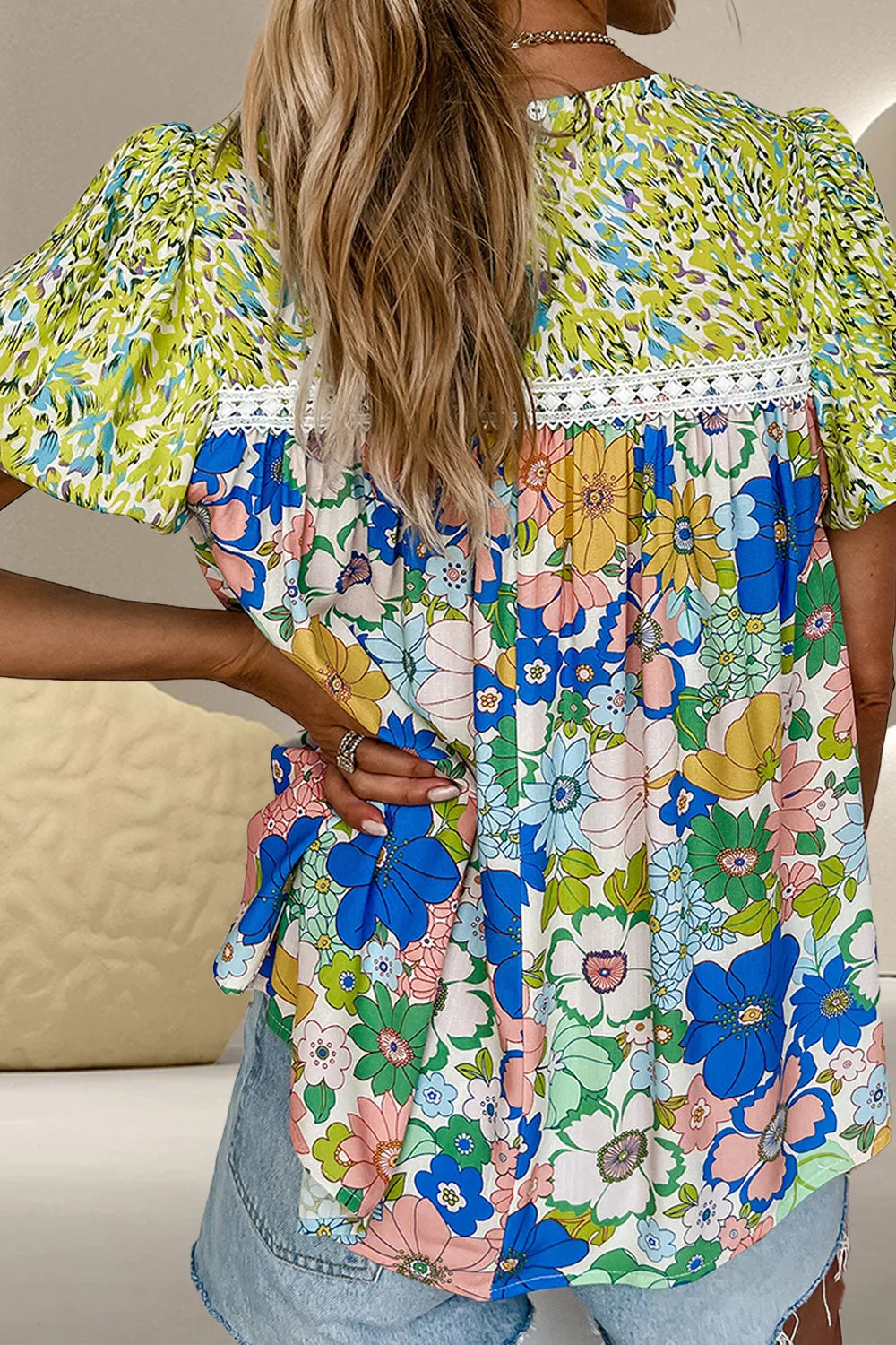 Printed Round Neck Puff Sleeve Blouse sold by Charming Charlie product image thumbnail 2