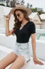 Chain Detail Ribbed Short Sleeve Bodysuit sold by Charming Charlie