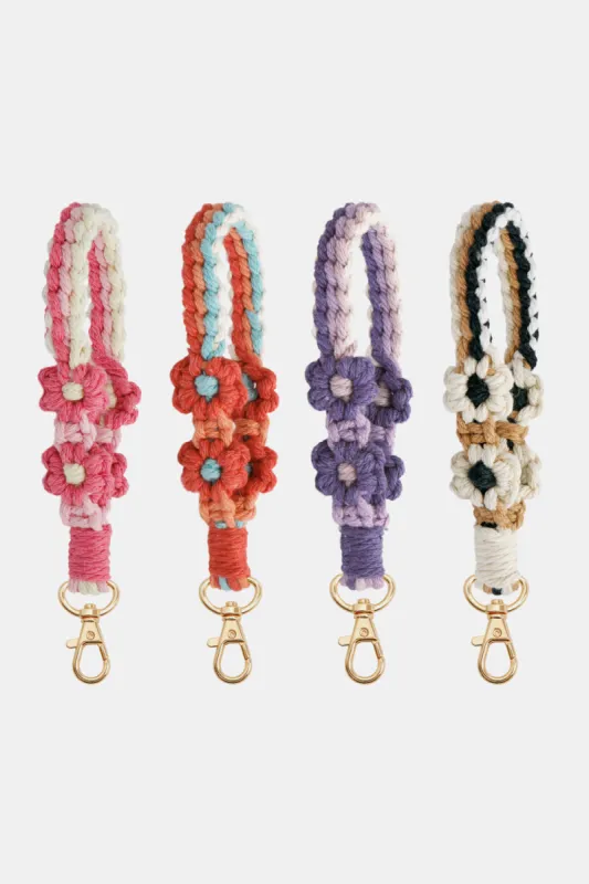 Flower Shape Wristlet Zinc Alloy Closure Macrame Key Chain sold by Charming Charlie