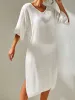 Slit V-Neck Flounce Sleeve Cover-Up sold by Charming Charlie