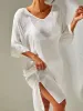 Slit V-Neck Flounce Sleeve Cover-Up sold by Charming Charlie
