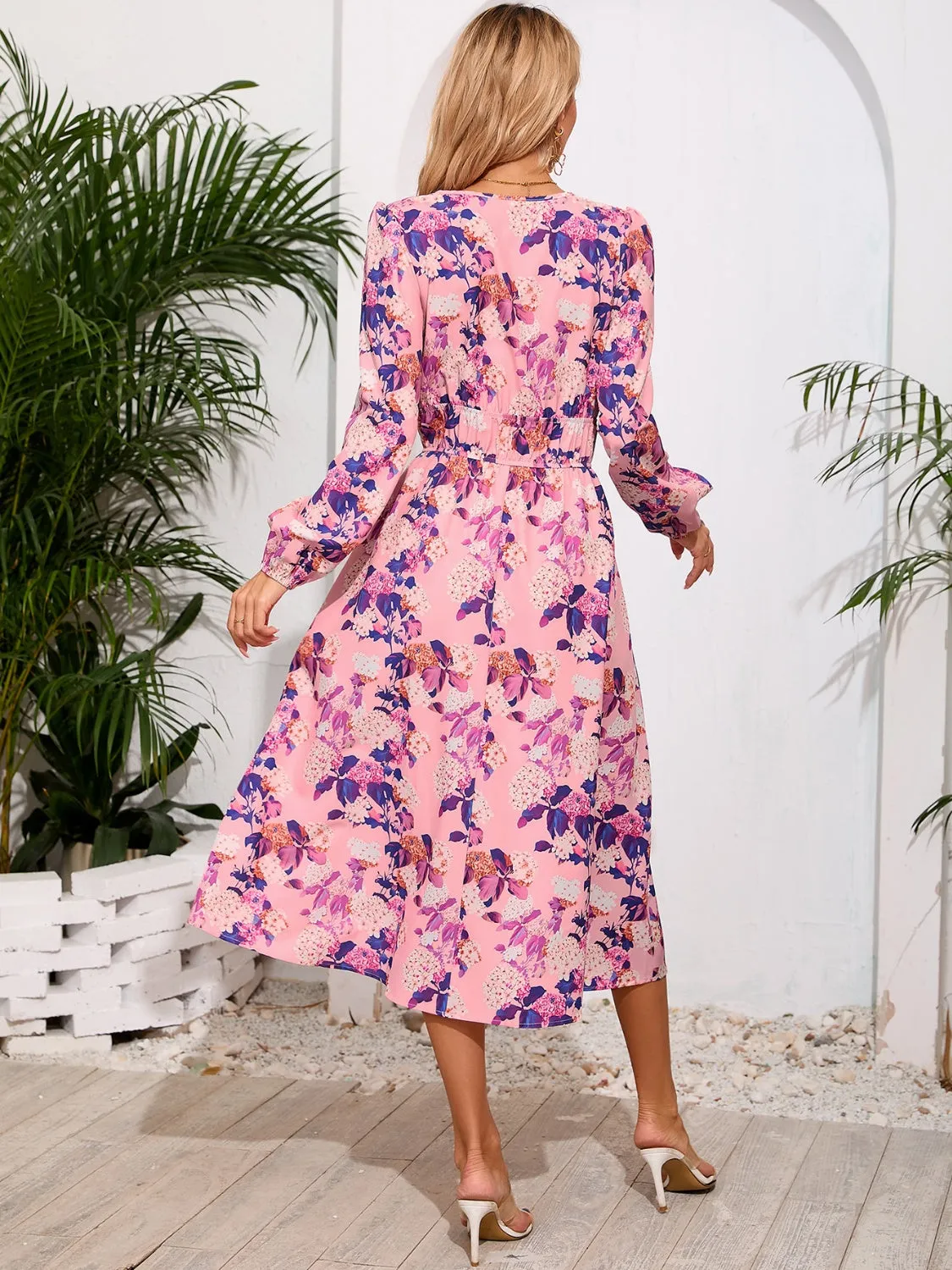 Printed Surplice Long Sleeve Midi Dress sold by Charming Charlie product image thumbnail 2