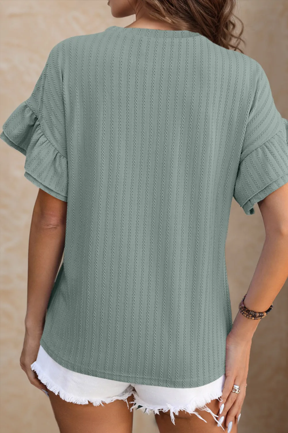 Round Neck Flounce Sleeve Blouse sold by Charming Charlie product image thumbnail 5