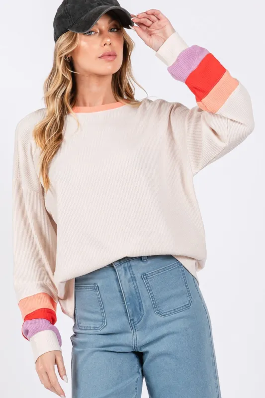 SAGE + FIG Color Block Waffle Knit T-Shirt sold by Charming Charlie