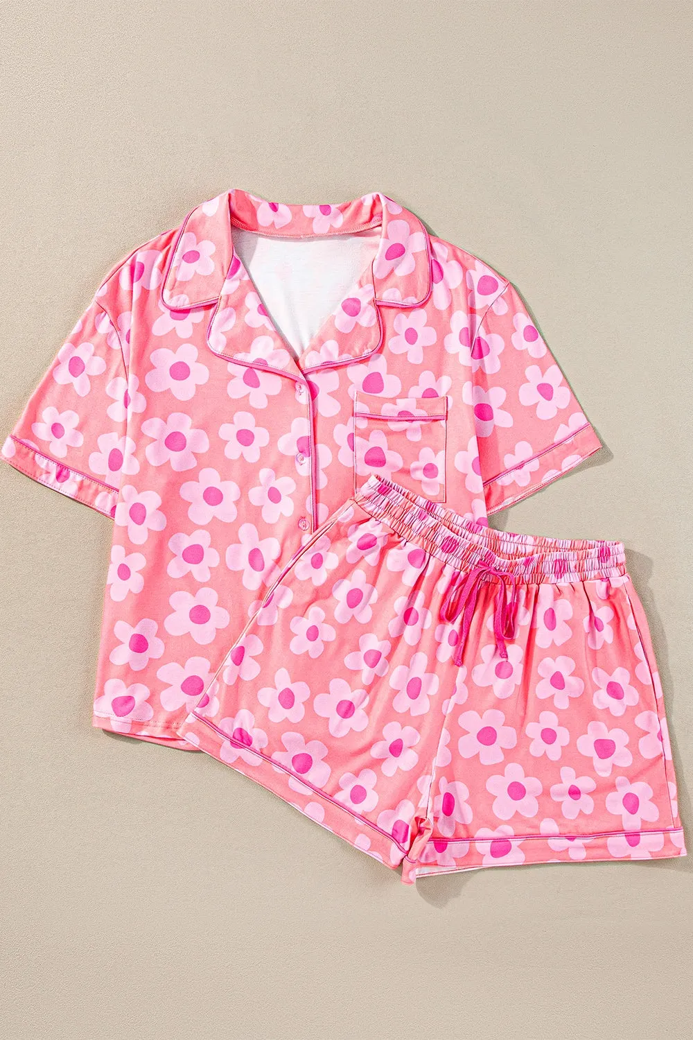Pocketed Flower Half Sleeve Top and Shorts Lounge Set sold by Charming Charlie product image thumbnail 5
