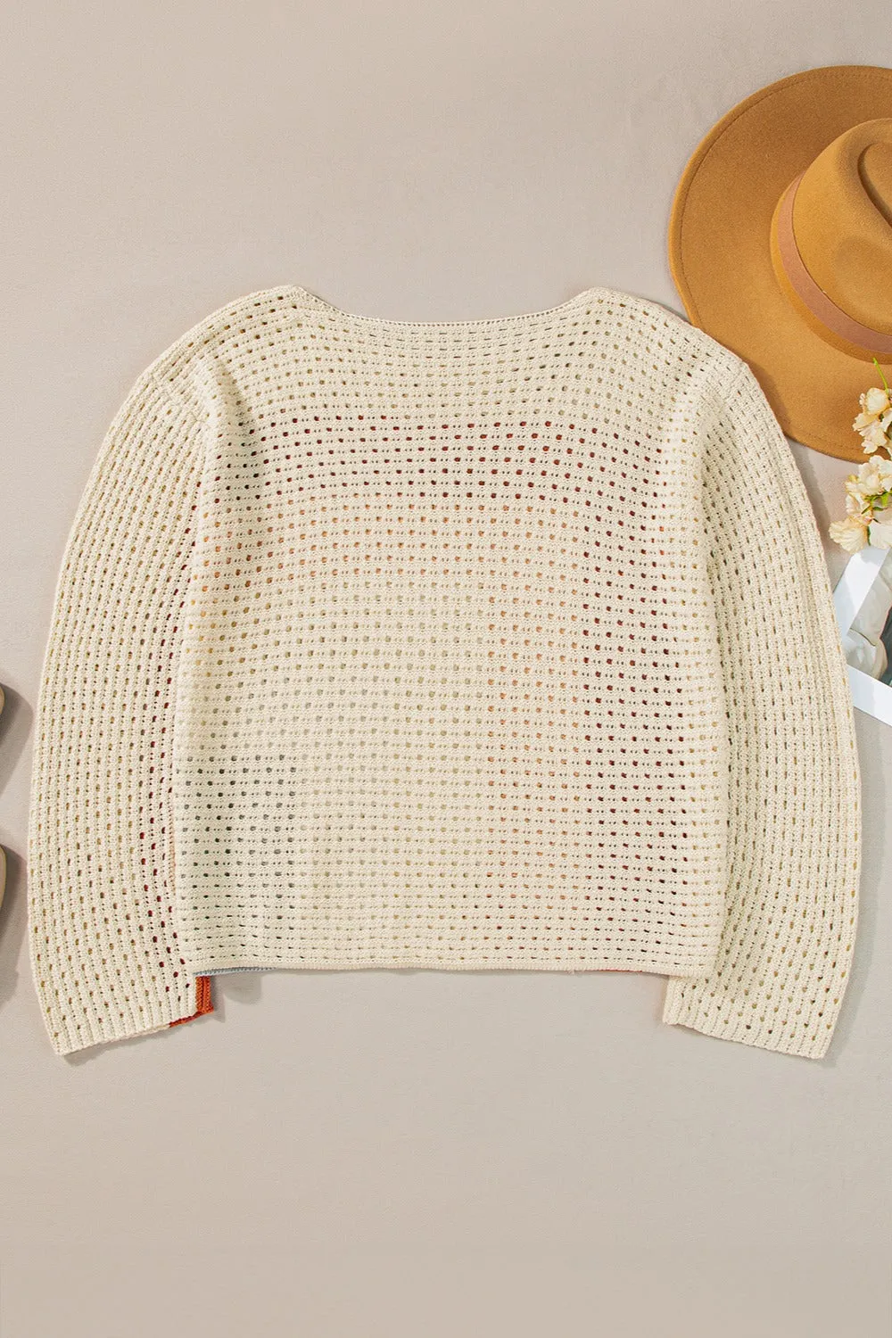 Openwork Color Block Long Sleeve Knit Top sold by Charming Charlie product image thumbnail 3