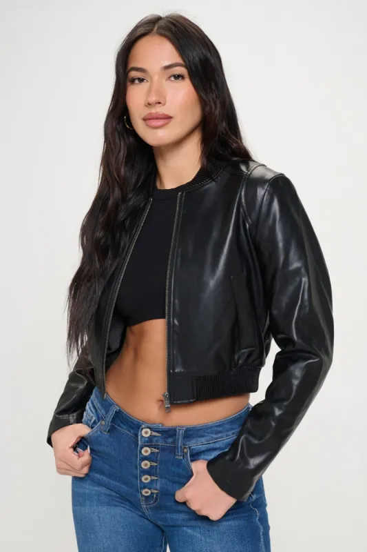 Coalition LA Zip Up Cropped Bomber Jacket sold by Charming Charlie
