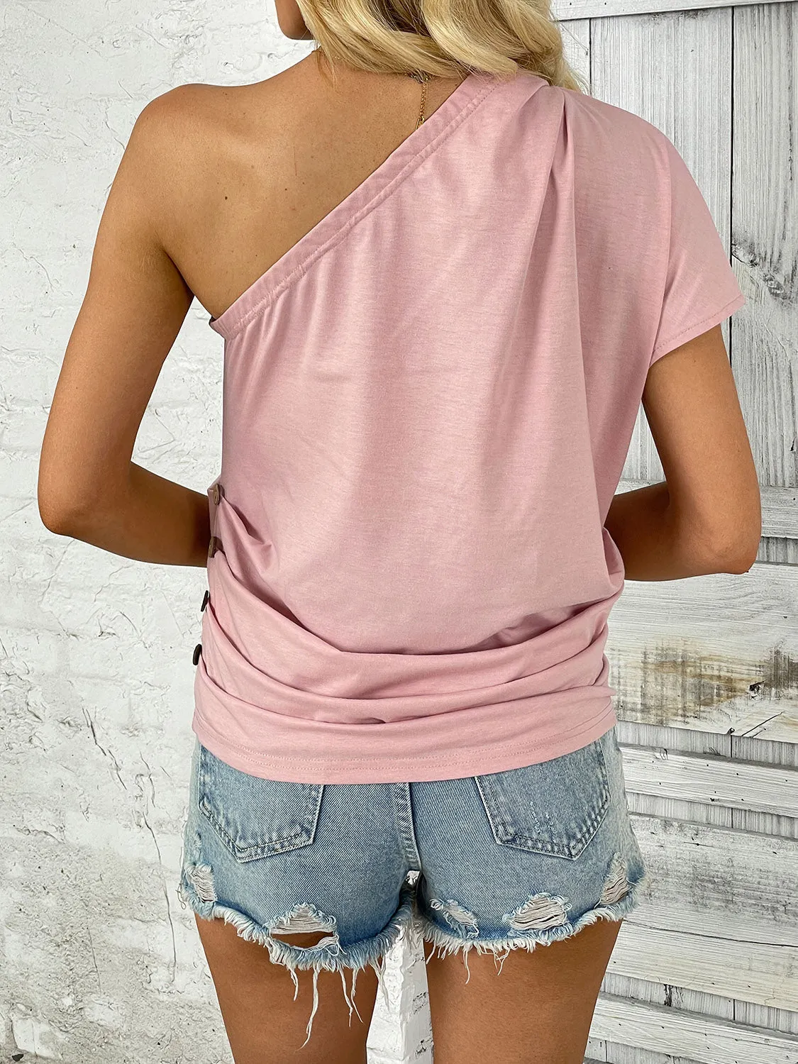 One Shoulder Short Sleeve T-Shirt sold by Charming Charlie product image thumbnail 2