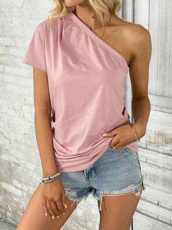 One Shoulder Short Sleeve T-Shirt sold by Charming Charlie