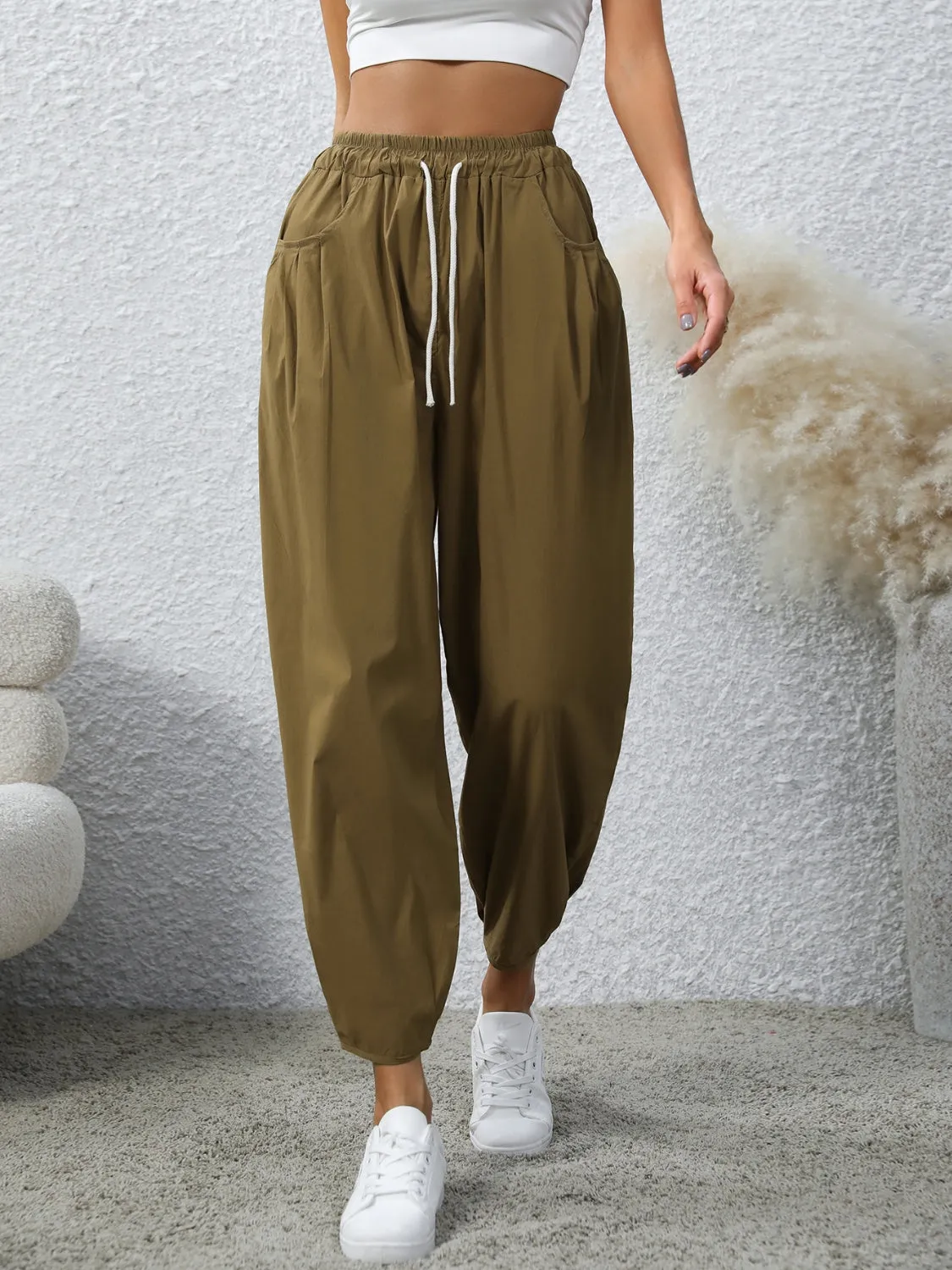 Drawstring Elastic Waist Joggers with Pockets sold by Charming Charlie product image thumbnail 3