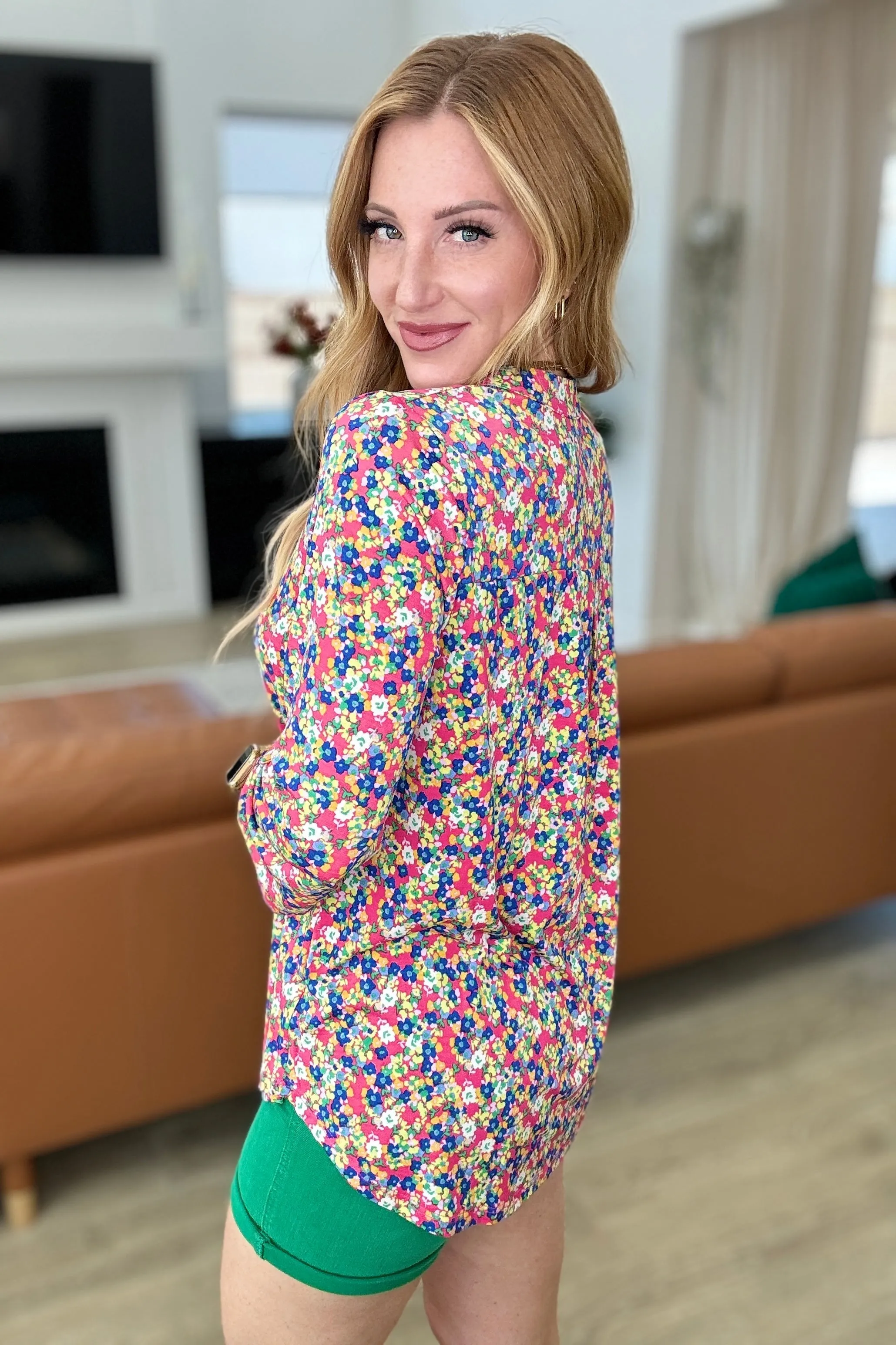 Lizzy Top in Coral Ditsy Floral sold by Charming Charlie product image thumbnail 4