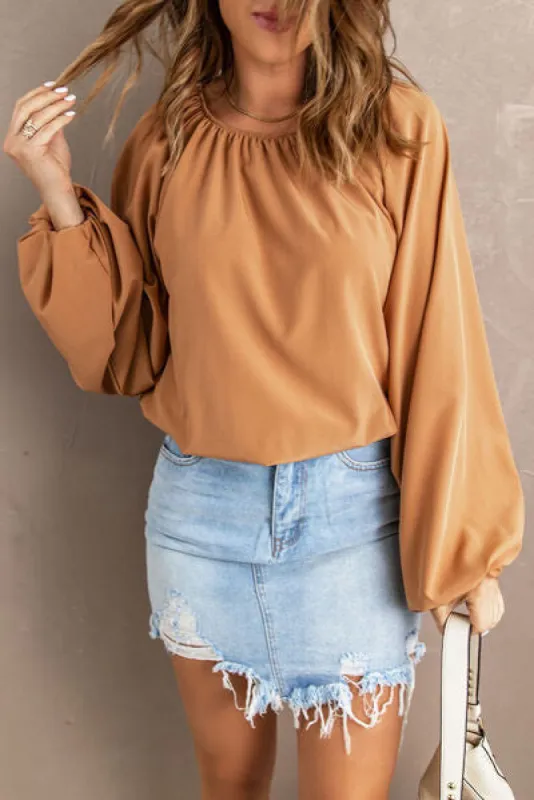 Round Neck Balloon Sleeve Blouse sold by Charming Charlie