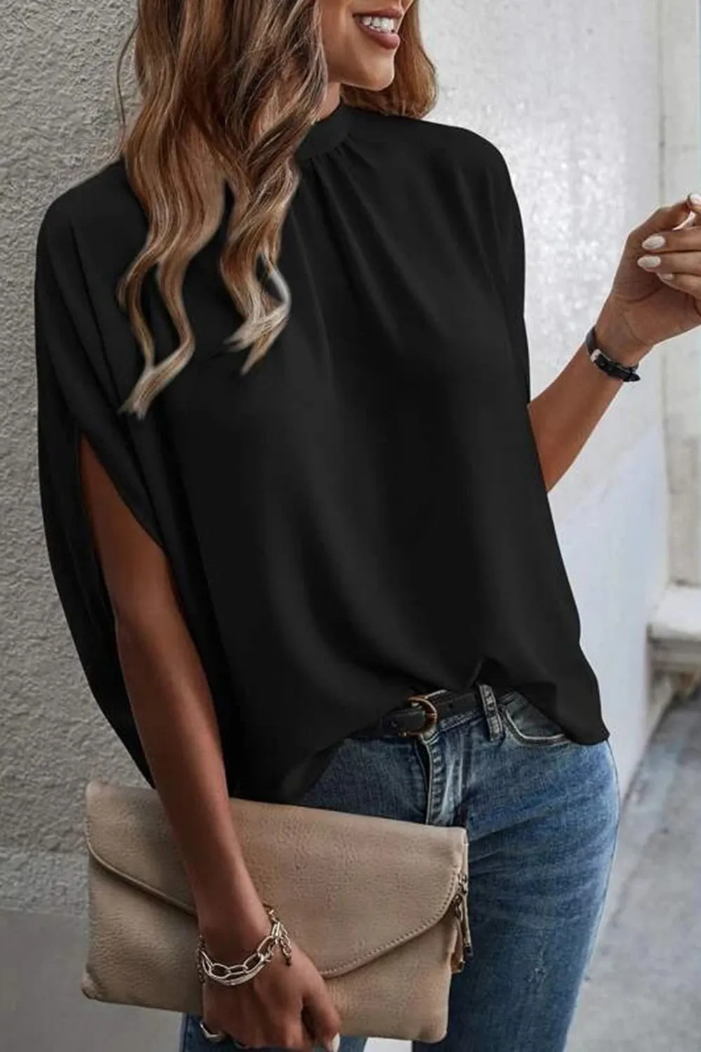 Tie Back Slit Half Sleeve Blouse sold by Charming Charlie product image thumbnail 4