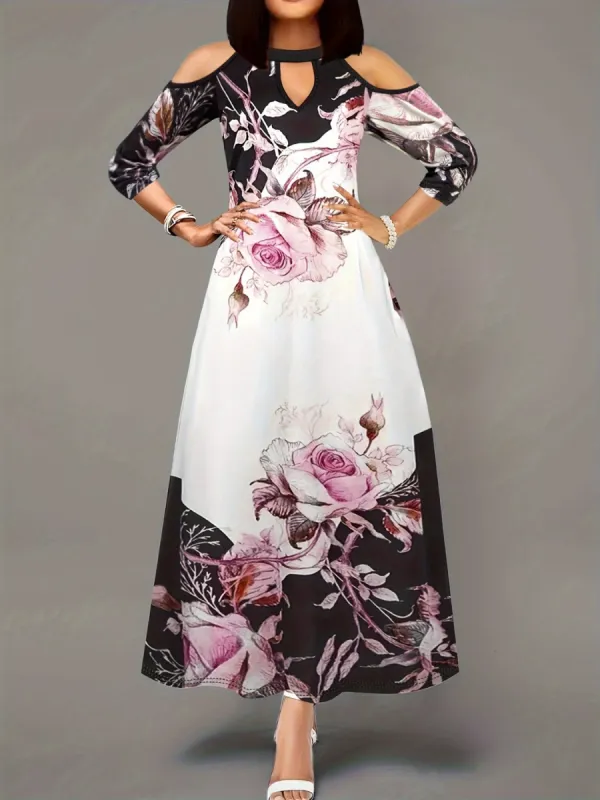 Plus Size Cutout Printed Cold Shoulder Dress sold by Charming Charlie