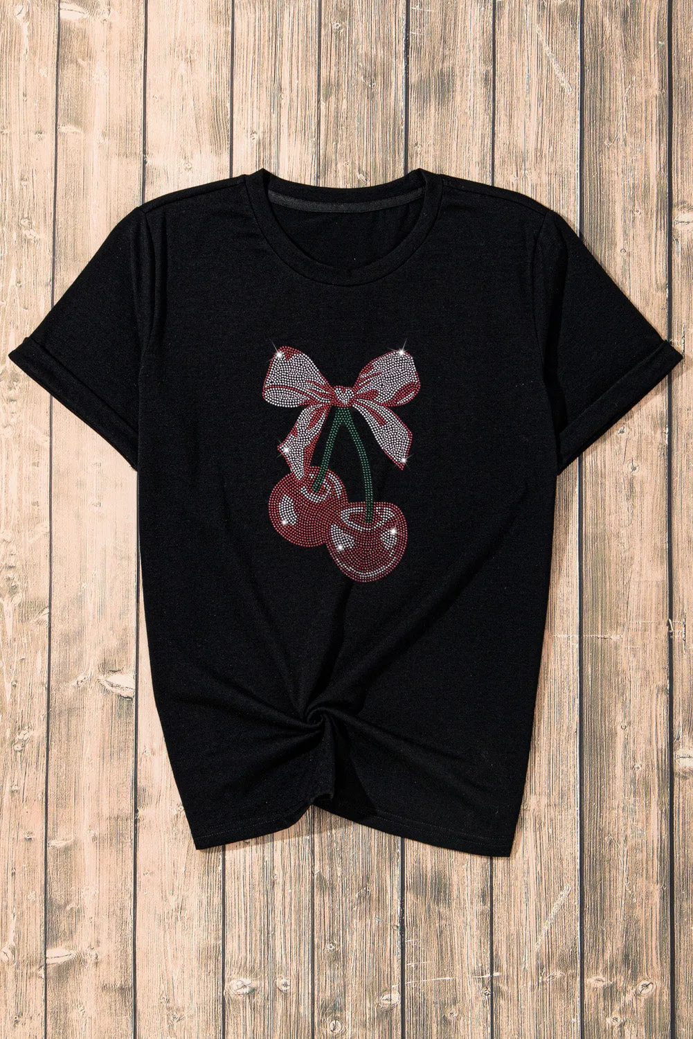 Cherry Graphic Round Neck Short Sleeve T-Shirt sold by Charming Charlie product image thumbnail 5