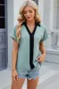 Eyelet Johnny Collar Short Sleeve T-Shirt sold by Charming Charlie