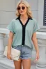 Eyelet Johnny Collar Short Sleeve T-Shirt sold by Charming Charlie