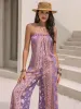 Tied Printed Tube Wide Leg Jumpsuit sold by Charming Charlie