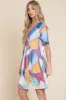 BOMBOM Ruched Color Block Short Sleeve Dress sold by Charming Charlie