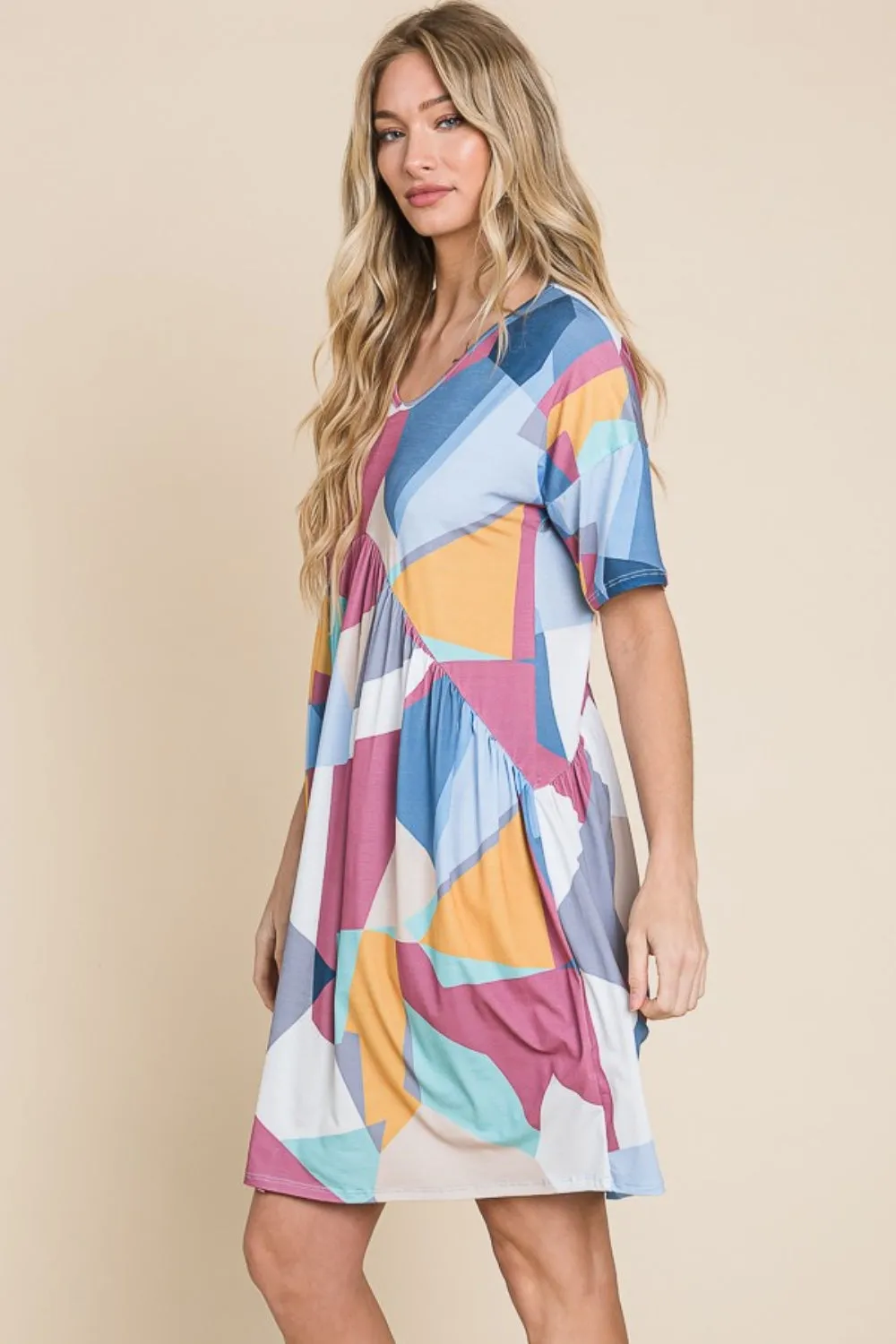 BOMBOM Ruched Color Block Short Sleeve Dress sold by Charming Charlie product image thumbnail 3