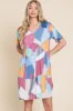 BOMBOM Ruched Color Block Short Sleeve Dress sold by Charming Charlie