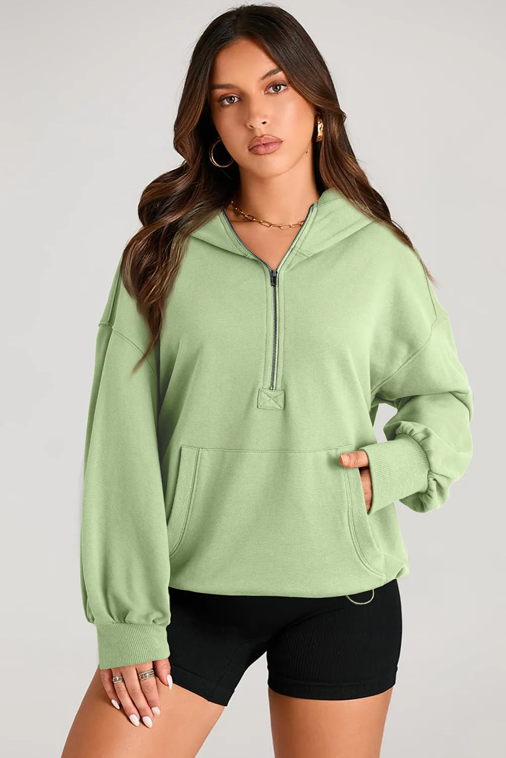 Pocketed Half Zip Long Sleeve Hoodie sold by Charming Charlie product image thumbnail 5