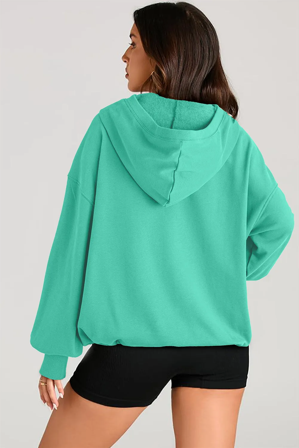 Pocketed Half Zip Long Sleeve Hoodie sold by Charming Charlie product image thumbnail 3