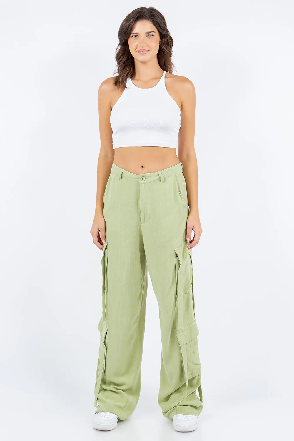American Bazi Linen Wide Leg Cargo Pants sold by Charming Charlie product image thumbnail 4
