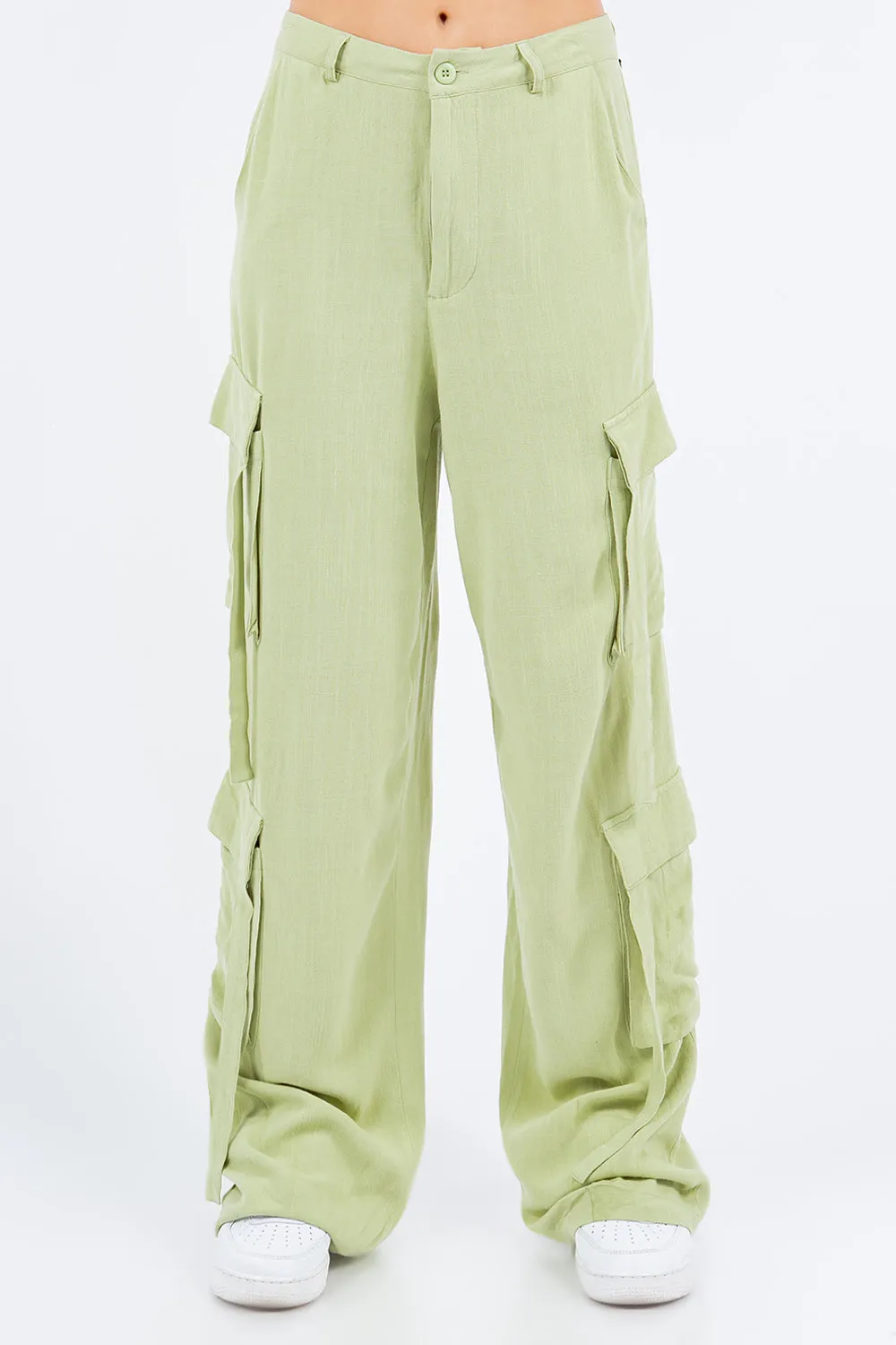 American Bazi Linen Wide Leg Cargo Pants sold by Charming Charlie